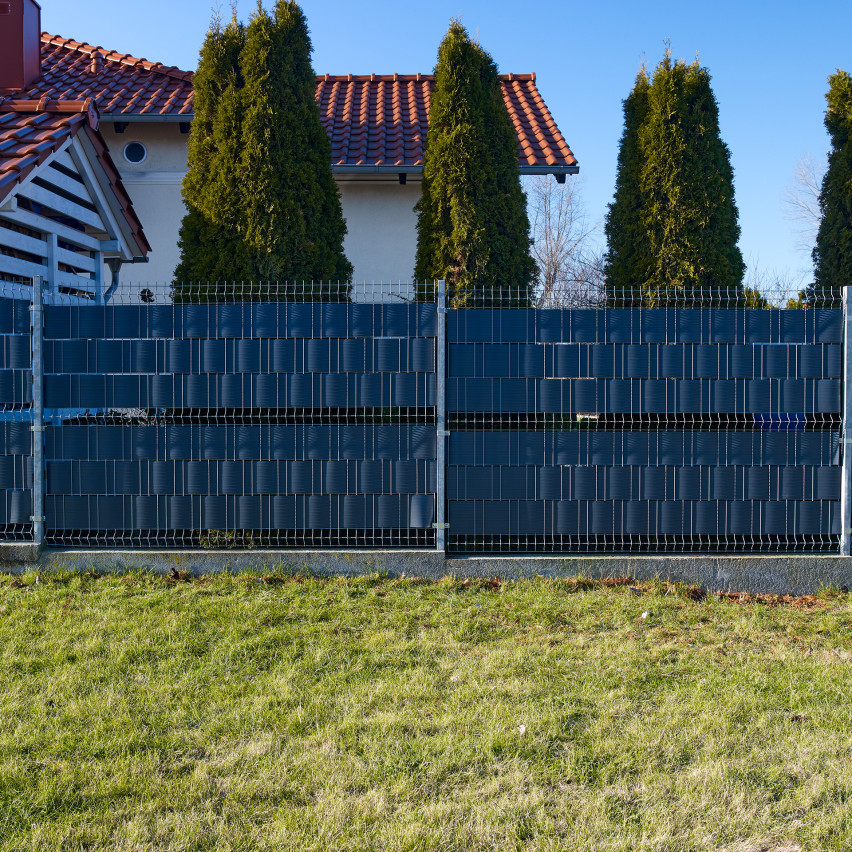 Strisce per la privacy in PVC duro Rotolo per la privacy Strisce per recinzioni da giardino a doppio picchetto Altezza: 19 cm Spessore: 1,2 mm, Grafite 